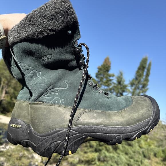 KEEN Hoodoo II Mid Womens Size 8.5 Green Suede Waterproof Insulated Winter Boots - Picture 1 of 16